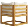 4-Seater Patio Sofa with Cushion Cream Solid Acacia Wood