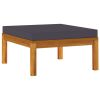 3 Piece Patio Lounge Set with Dark Gray Cushions Acacia Wood