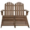 2-Seater Patio Adirondack Chair&Ottoman Fir Wood Brown