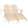2-Seater Patio Adirondack Chair & Ottoman Fir Wood
