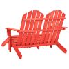 2-Seater Patio Adirondack Chair&Ottoman Fir Wood Red
