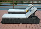 Direct Wicker Outdoor Patio Adjustable Rattan Chaise Lounge Set with Cushions