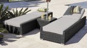 Direct Wicker Outdoor Patio Adjustable Rattan Chaise Lounge Set with Cushions