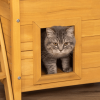 Indoor/Outdoor Cat House 2-Story Wooden Kitten Condo With Balcony Roof