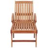 Sun Lounger with Cream Cushion Solid Teak Wood