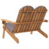 Adirondack Patio Bench with Cushions 49.6" Solid Wood Acacia