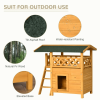 Indoor/Outdoor Cat House 2-Story Wooden Kitten Condo With Balcony Roof