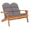 Adirondack Patio Bench with Cushions 49.6" Solid Wood Acacia