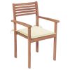 Patio Chairs 4 pcs with Cream Cushions Solid Teak Wood
