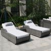 Direct Wicker Outdoor Patio Adjustable Rattan Chaise Lounge Set with Cushions