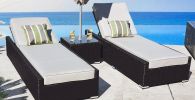 Direct Wicker Outdoor Patio Adjustable Rattan Chaise Lounge Set with Cushions