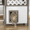 Indoor/Outdoor Cat House 2-Story Wooden Kitten Condo With Balcony Roof