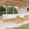 6 Piece Patio Lounge Set with Cushions Solid Wood Teak