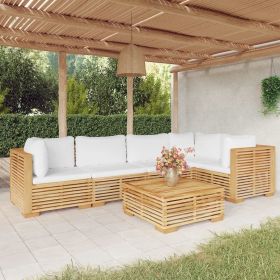 6 Piece Patio Lounge Set with Cushions Solid Wood Teak (Color: Brown)