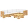 6 Piece Patio Lounge Set with Cushions Solid Wood Teak