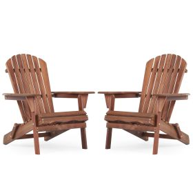 Wooden Outdoor Folding Adirondack Chair Set of 2 Wood Lounge Patio Chair for Garden,Garden, Lawn, Backyard, Deck, Pool Side, Fire Pit,Half Assembled, (Color: as Pic)