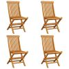 Patio Chairs with Light Blue Cushions 4 pcs Solid Teak Wood
