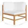 4 Piece Patio Lounge Set with Cream Cushions Solid Teak Wood