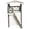 Indoor/Outdoor Cat House 2-Story Wooden Kitten Condo With Balcony Roof