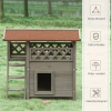 Indoor/Outdoor Cat House 2-Story Wooden Kitten Condo With Balcony Roof