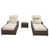 Direct Wicker Outdoor Patio Adjustable Rattan Chaise Lounge Set with Cushions