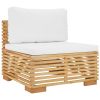6 Piece Patio Lounge Set with Cushions Solid Wood Teak