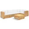 6 Piece Patio Lounge Set with Cushions Solid Wood Teak
