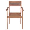 Patio Chairs 4 pcs with Cream Cushions Solid Teak Wood