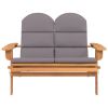 Adirondack Patio Bench with Cushions 49.6" Solid Wood Acacia