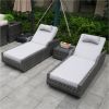 Direct Wicker Outdoor Patio Adjustable Rattan Chaise Lounge Set with Cushions