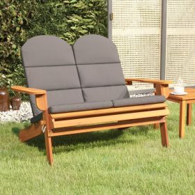 Adirondack Patio Bench with Cushions 49.6" Solid Wood Acacia (Color: Brown)